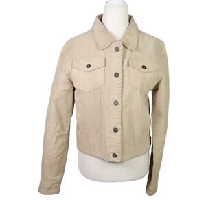 Vintage 90s Arizona Jean Co tan suede leather trucker jacket M